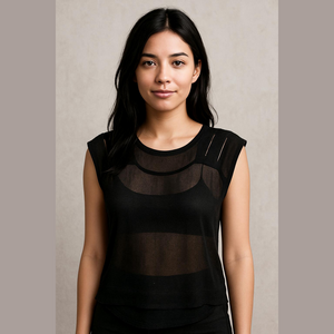 Black semi transparent shoulder cut out blouse xs-s